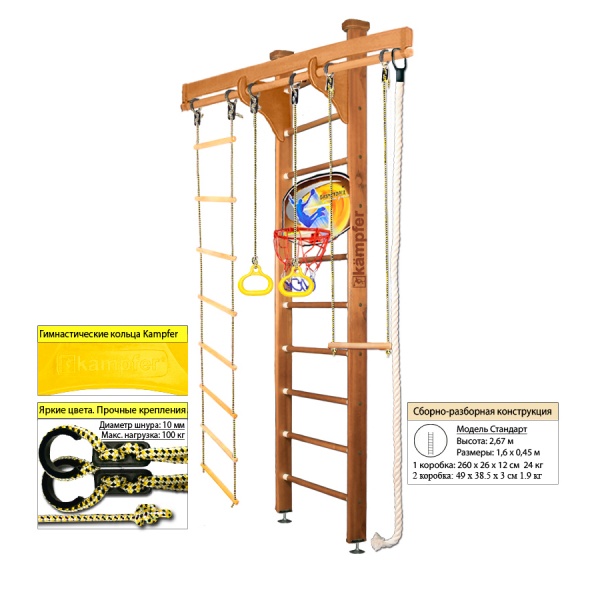 Шведская стенка Kampfer Wooden Ladder Ceiling Basketball Shield